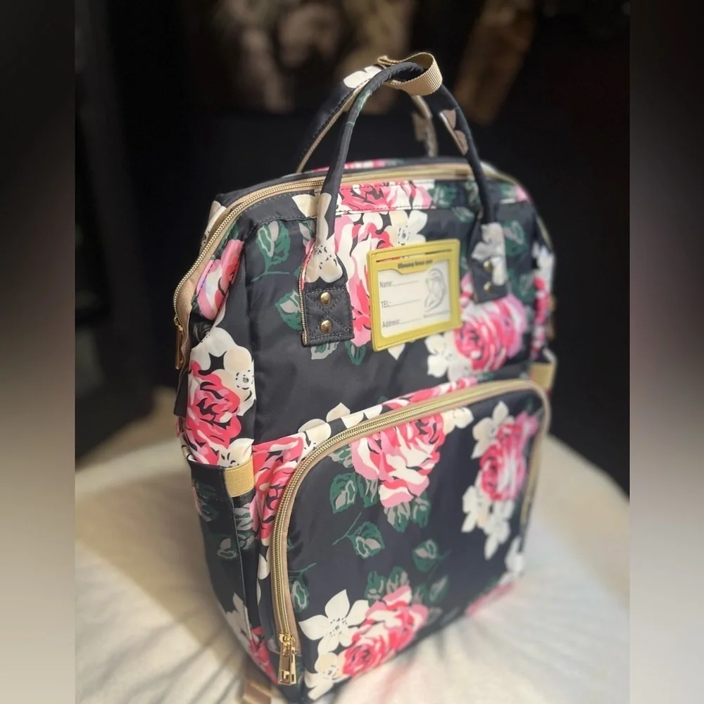 Diaper Bag Large Capacity Bags Floral Durable with Changing Station for Baby-NWT